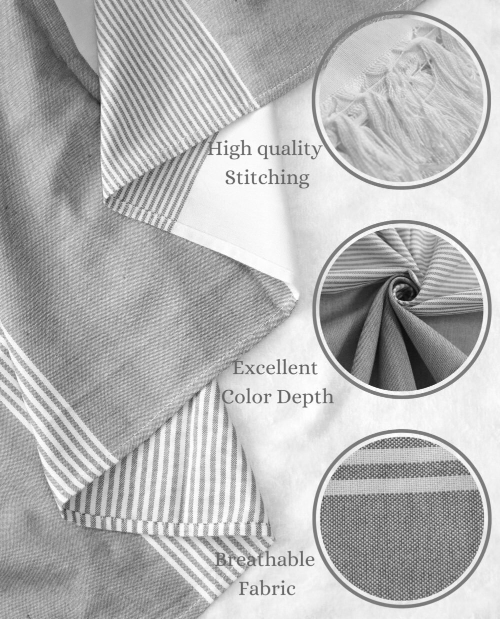 Bamboo Cotton Large Bath Towel | Ultra Soft, Absorbent, Light Weight, & Quick Dry | Grey - Image 3
