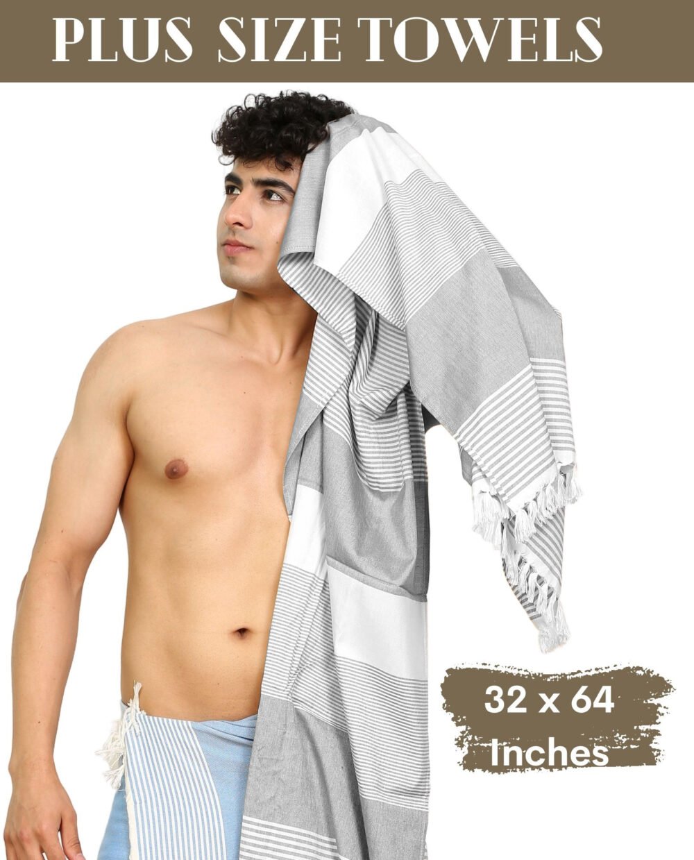 Bamboo Cotton Large Bath Towel | Ultra Soft, Absorbent, Light Weight, & Quick Dry | Grey - Image 4