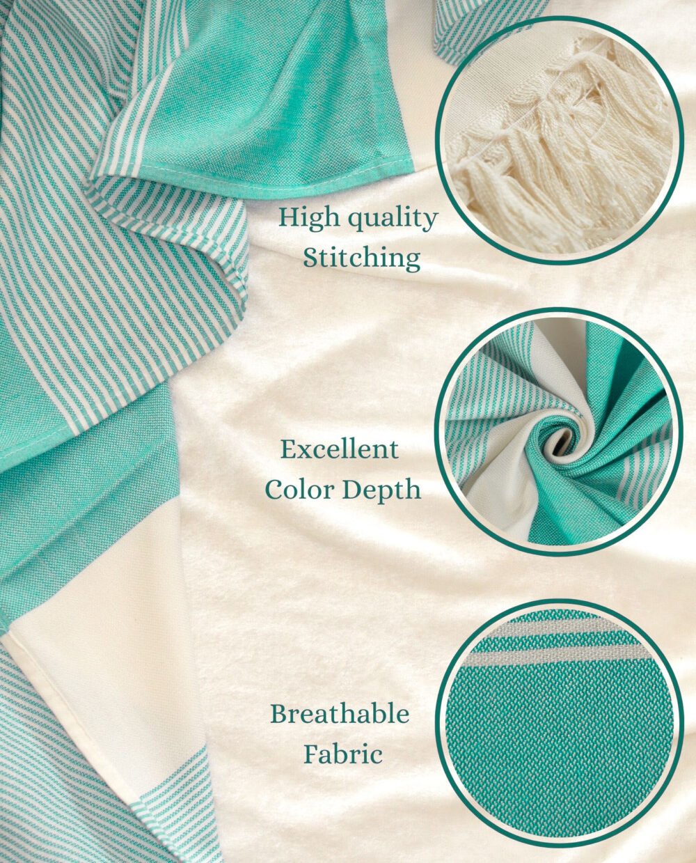 Bamboo Cotton Large Bath Towel | Ultra Soft, Absorbent, Light Weight, & Quick Dry | Green - Image 5