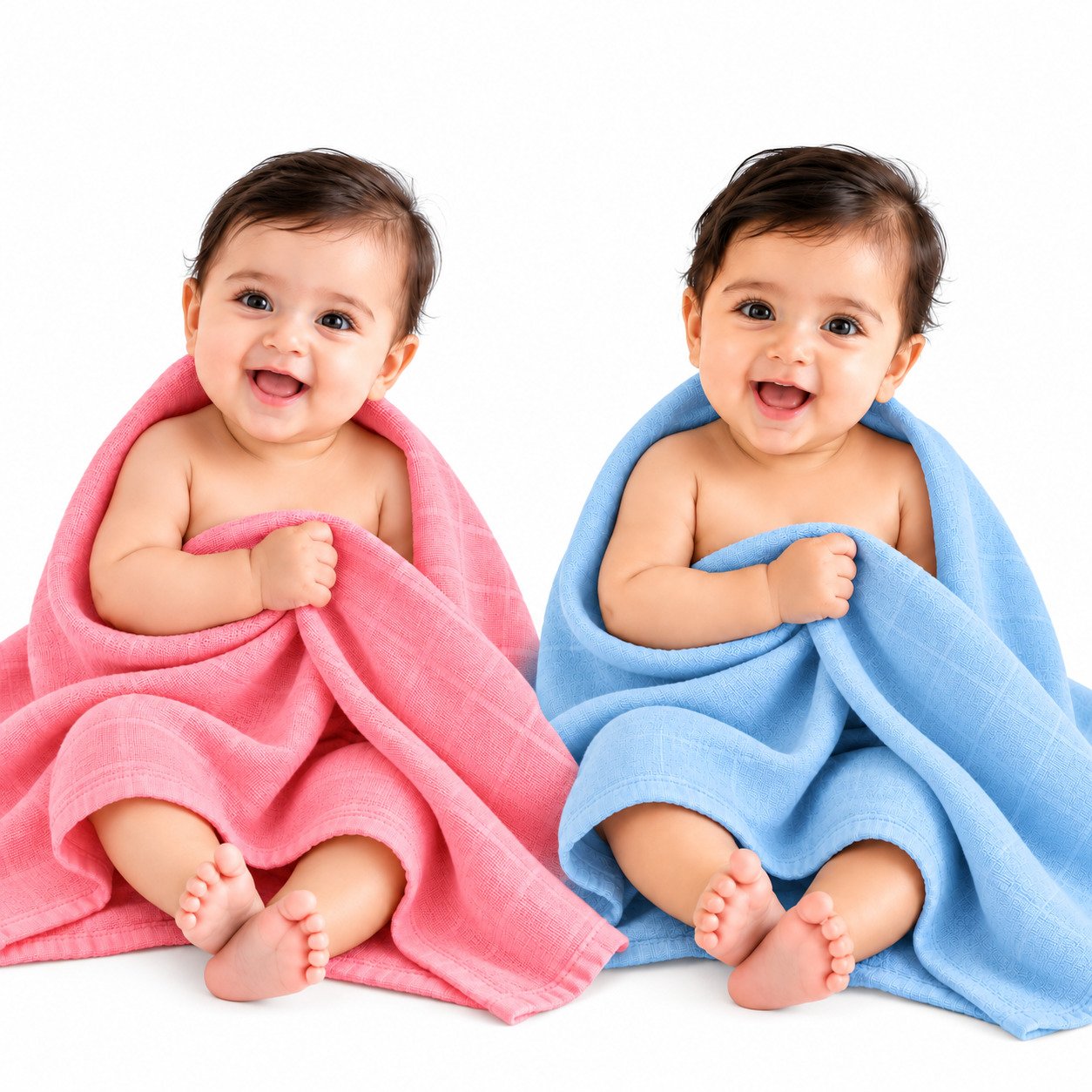 Towels World Naturally Dyed Pink & Blue Newborn Baby Towels – Pack of 2