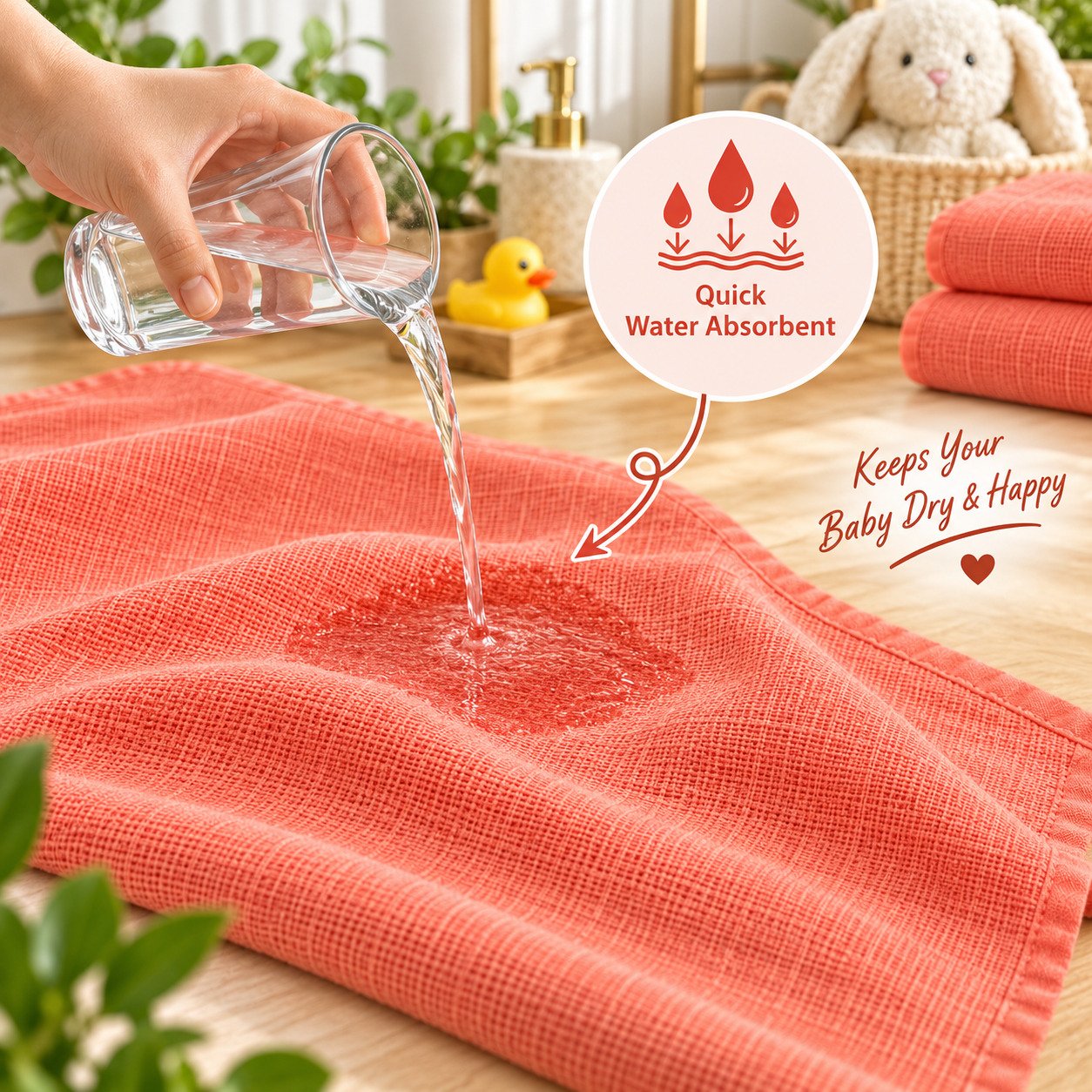 Towels World Naturally Dyed Orange Newborn Baby Towel - Image 5