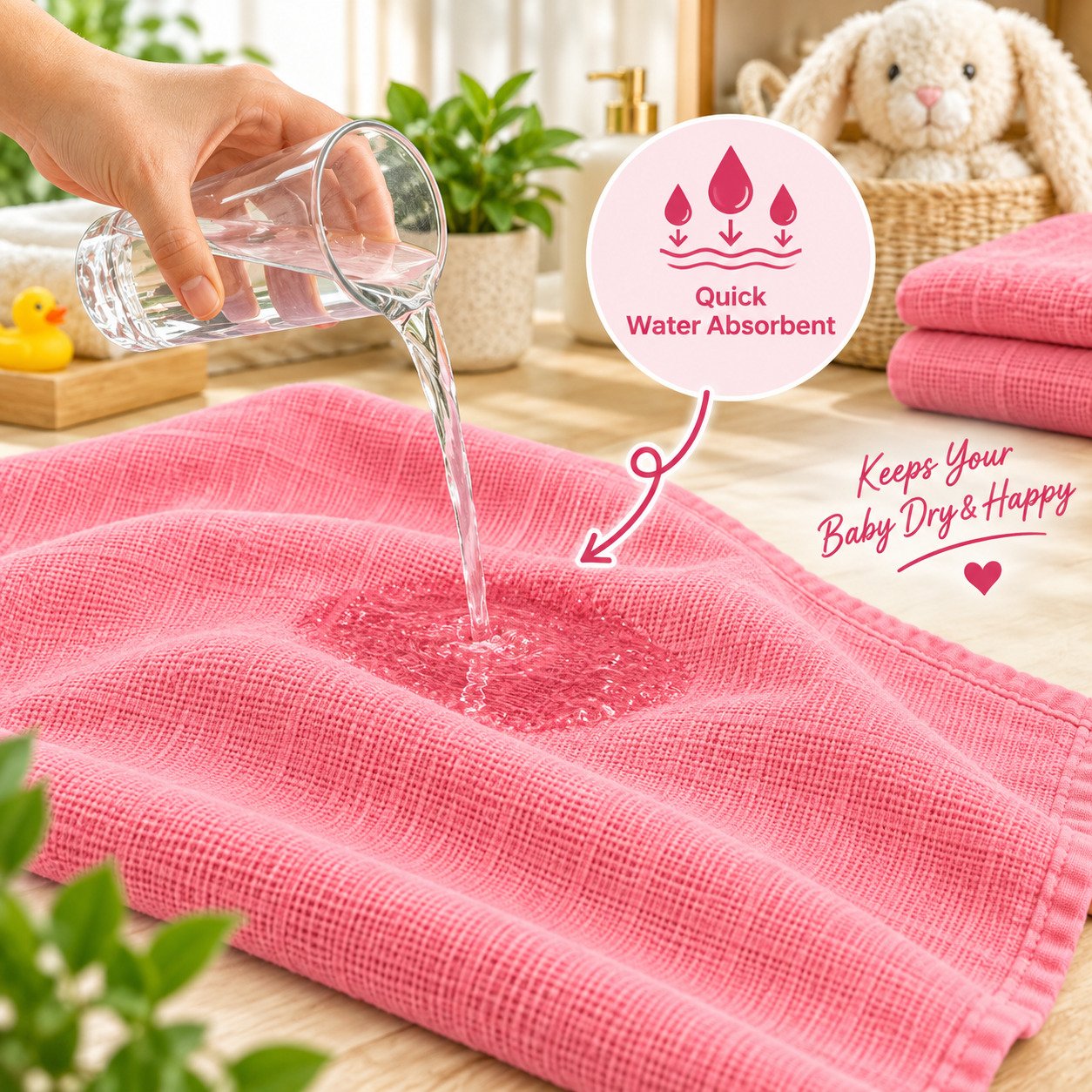 Towels World Naturally Dyed Pink & Yellow Newborn Baby Towels – Pack of 2 - Image 5