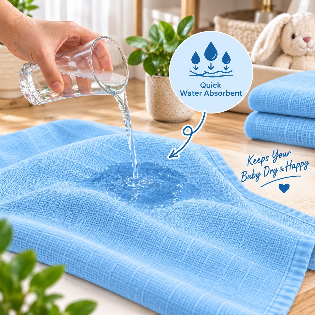 Towels World Naturally Dyed Pink & Blue Newborn Baby Towels – Pack of 2 - Image 5