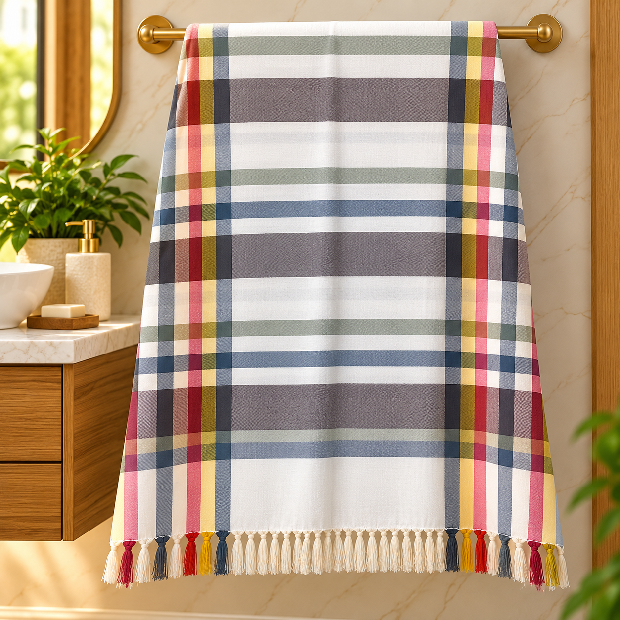 Towels World Premium Cotton Bath Towel – Classical Checks