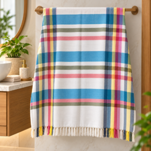 Towels World Premium Cotton Bath Towel – Classical Checks
