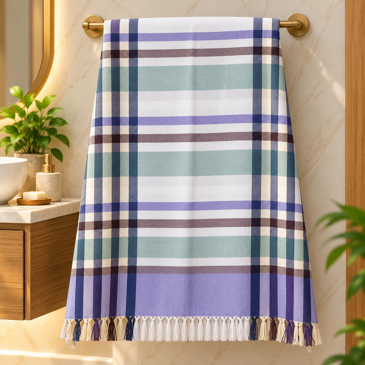Towels World Premium Cotton Bath Towel – Classical Checks