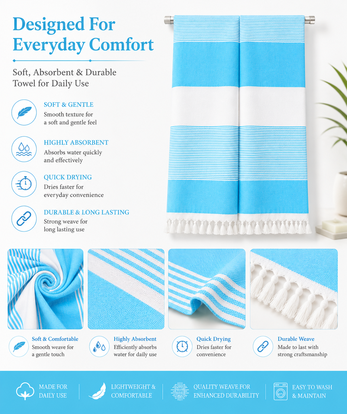 Towels World Bamboo Viscose Bath Towel - Image 3