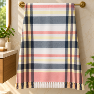 Towels World Premium Cotton Bath Towel – Classical Checks